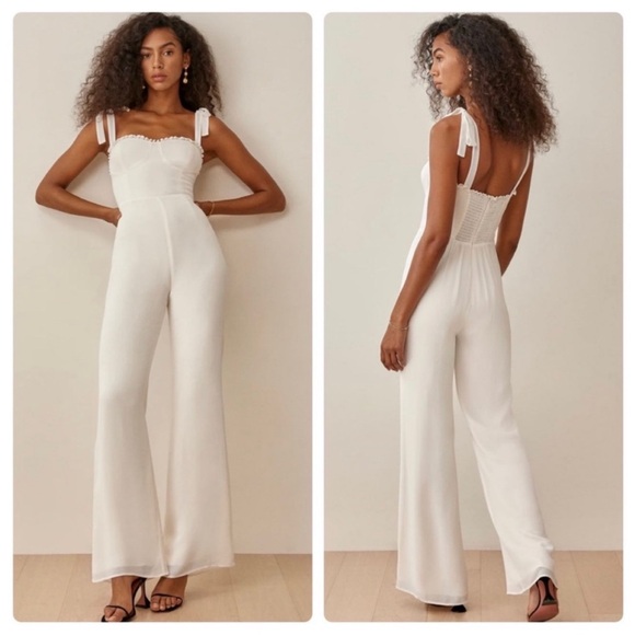 Reformation Jumpsuit Alfred Straight Leg Sleeveless Gossamer $298 - Picture 1 of 4